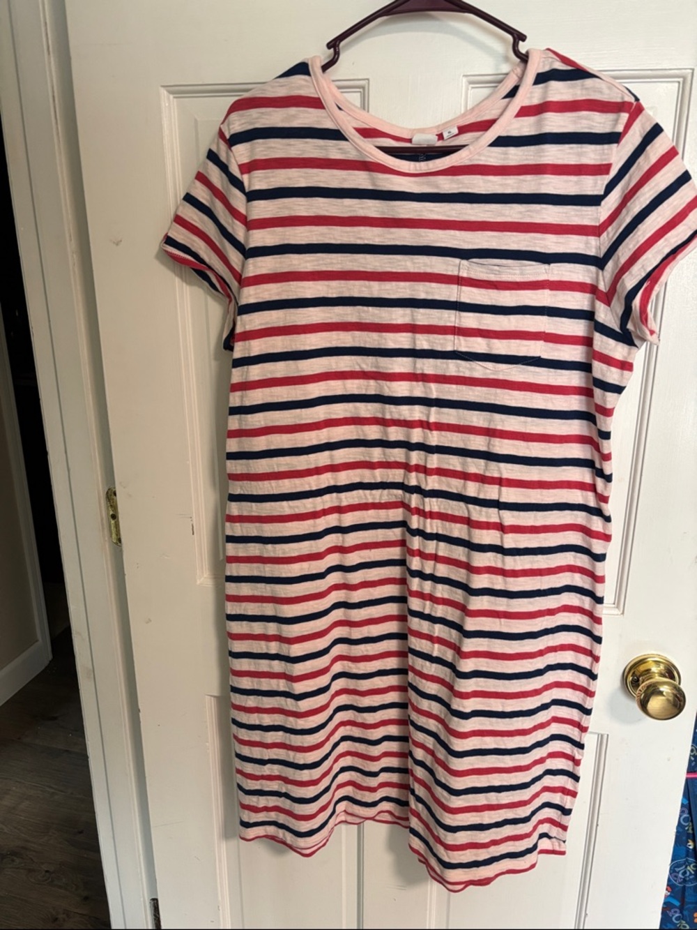 GAP women’s Short Sleeve Striped Knit Dress - Pink, Navy & White - Picture 2 of 7